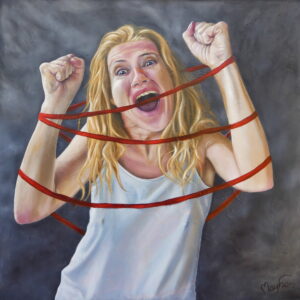 Red tape, bureaucracy, woman screaming